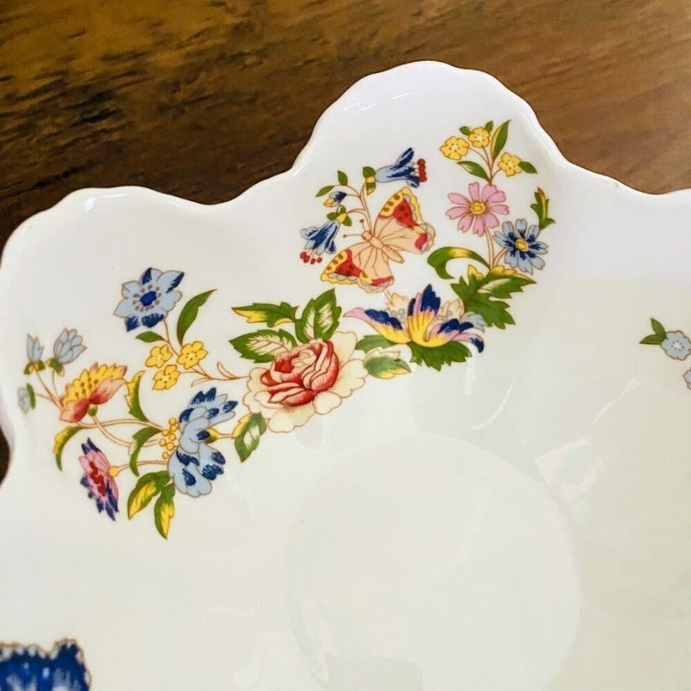 Aynsley Cottage Garden Bowl Trinket Dish Butterflies Flowers - Picture 9 of 10